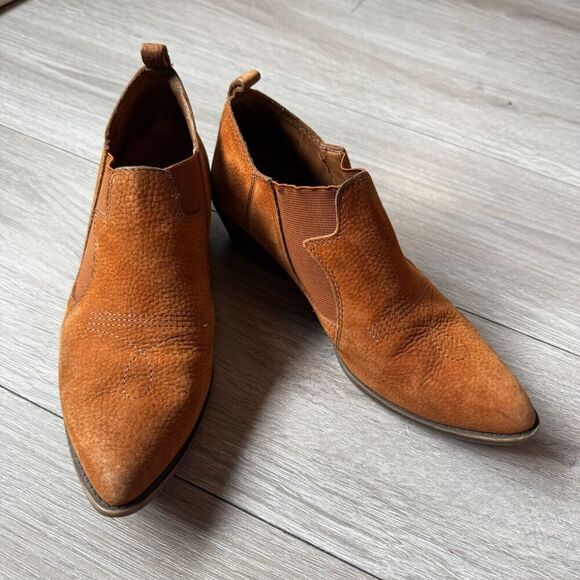 Lucky Brand Joelle Leather Shooties 8.5 M Western Booties Womens Cognac Cowgirl - Picture 9 of 10